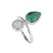 925 Sterling Silver Ring with Malachite and Rainbow Moonstone