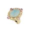 925 Sterling Silver Yellow Gold 18K Plated Ring with Milky Aquamarine and Amethyst
