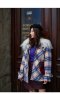 เช่าเสื้อโค้ทผู้หญิง รุ่น Deep Periwinkle & Ivory Fur Plaid Jacket   0911GCS635FABLXL1