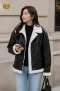 Black Sherpa-Lined Moto Jacket WINTERCLOTHFA0102