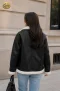 Black Sherpa-Lined Moto Jacket WINTERCLOTHFA0102