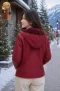 เช่าเสื้อหนังBurgundy Faux Leather Fur-Lined Hooded Jacket WINTERCLOTHFA0281