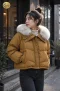 เช่าเสื้อกันหนาว รุ่น Mocha Fur Hooded Puffer Jacket WINTERCLOTHFA0103