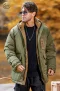 เช่าเสื้อกันหนาว รุ่น Plus Size Hooded Padded Parka Jacket - Army Green WINTERCLOTHFA0113