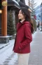 เช่าเสื้อหนังBurgundy Faux Leather Fur-Lined Hooded Jacket WINTERCLOTHFA0281