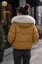เช่าเสื้อกันหนาว รุ่น Mocha Fur Hooded Puffer Jacket WINTERCLOTHFA0103