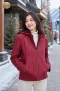 เช่าเสื้อหนังBurgundy Faux Leather Fur-Lined Hooded Jacket WINTERCLOTHFA0281