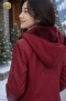 เช่าเสื้อหนังBurgundy Faux Leather Fur-Lined Hooded Jacket WINTERCLOTHFA0281
