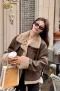 เช่าเสื้อกันหนาว รุ่น Grey PU Leather Sherpa Jacket WINTERCLOTHFA0004