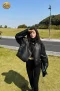 เช่าเสื้อกันหนาว รุ่น Black Oversized High Neck Puffer Jacket WINTERCLOTHFA0294