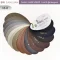แผ่นตัวอย่างสี Embozz หนังเทียม PVC รหัส T927 ลิ้นจี่เล็ก ศรีสงวน 16 สี แบบ fan deck