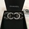 Chanel Earring​ Chain​ Black Letter Crgstal​ 2.5cm(copy)