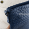 Bottega Blue intrecciato Leather Messenger Bag