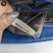Bottega Blue intrecciato Leather Messenger Bag