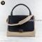 Celine Trapez Calf-หนังกลับ Beige Black แบรนด์เนมมือสอง