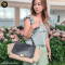 Celine Trapez Calf-หนังกลับ Beige Black แบรนด์เนมมือสอง