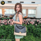 Celine Trapez Calf-หนังกลับ Beige Black แบรนด์เนมมือสอง
