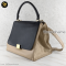 Celine Trapez Calf-หนังกลับ Beige Black แบรนด์เนมมือสอง