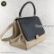 Celine Trapez Calf-หนังกลับ Beige Black แบรนด์เนมมือสอง