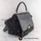 Celine Medium Fur Trapeze Bag Handbag Shoulder Bag Trapeze Wool Leather Black Gold Hardware Lamb/ขนแกะ ดำ