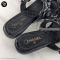 Chanel Black Leather Camellie Flat Slides