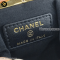 Chanel Lambskin Quilted Mini Kiss Lock Clutch With Chain Black