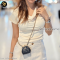 Chanel Lambskin Quilted Mini Kiss Lock Clutch With Chain Black