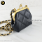 Chanel Lambskin Quilted Mini Kiss Lock Clutch With Chain Black