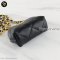 Chanel Lambskin Quilted Mini Kiss Lock Clutch With Chain Black