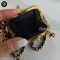 Chanel Lambskin Quilted Mini Kiss Lock Clutch With Chain Black