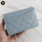 Chanel Medium 6″ Tri-Fold Light Blue Caviar Wallet GHW