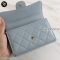 Chanel Medium 6″ Tri-Fold Light Blue Caviar Wallet GHW