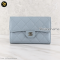 Chanel Medium 6″ Tri-Fold Light Blue Caviar Wallet GHW