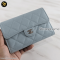 Chanel Medium 6″ Tri-Fold Light Blue Caviar Wallet GHW