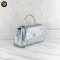 Chanel Metallic Caviar Quilted Coco Handle Flap Light Blue	Microchip