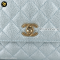 Chanel Metallic Caviar Quilted Coco Handle Flap Light Blue	Microchip