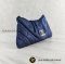 Chanel Navy Qulited Satin Clutch With Silver CC Closure