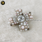 Chanel Pearl Crystal CC Cross Brooch Light Gold Pink