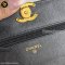 Chanel WOC Large Double Chain Black Grained Calfskin Leather Flap Bag GHW Crossbody Bag