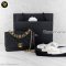 Chanel WOC Large Double Chain Black Grained Calfskin Leather Flap Bag GHW Crossbody Bag