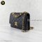 Chanel WOC Large Double Chain Black Grained Calfskin Leather Flap Bag GHW Crossbody Bag