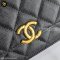 Chanel WOC Large Double Chain Black Grained Calfskin Leather Flap Bag GHW Crossbody Bag
