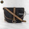 Christian Dior Halfmoon Flap Crossbody in Black/Tan Honeycomb Coated Canvas Vintage GHW
