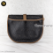 Christian Dior Halfmoon Flap Crossbody in Black/Tan Honeycomb Coated Canvas Vintage GHW