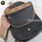Christian Dior Halfmoon Flap Crossbody in Black/Tan Honeycomb Coated Canvas Vintage GHW