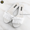 Dolce&Gobbana White Braided Leather Flat Slides