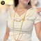 Chanel Chanel gold braid necklace with CC fob. Measures 78″ total.