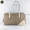Gucci 169971 GG Canvas Shoulder Boston Handbag Beige White