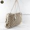 Gucci 169971 GG Canvas Shoulder Boston Handbag Beige White
