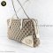 Gucci 169971 GG Canvas Shoulder Boston Handbag Beige White